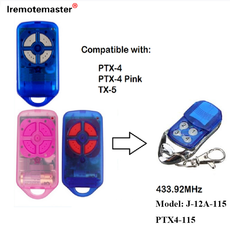 Ji bo PTX4 433,92 MHz Rolling Code Garage Door Control Remote