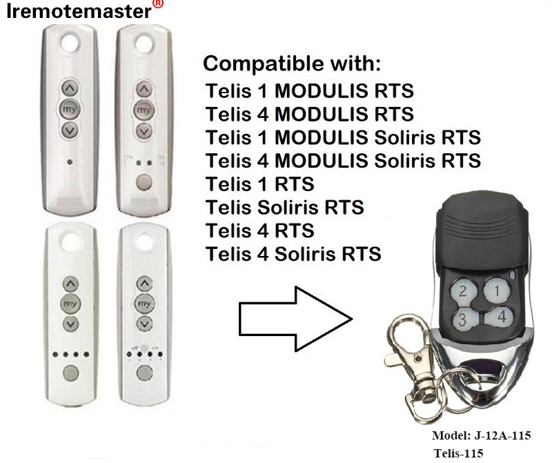 Ji bo Telis 1 RTS Telis Soliris RTS 4 RTS Kontrola dûr a deriyê garajê 433.42 MHz